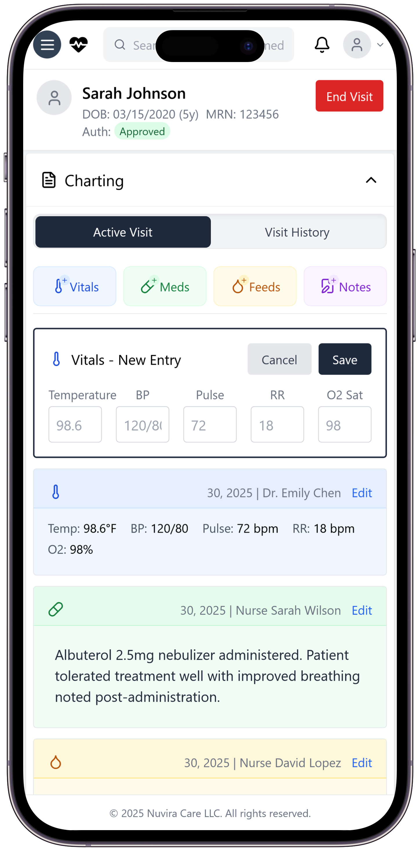 Healthcare provider using NuviraCare